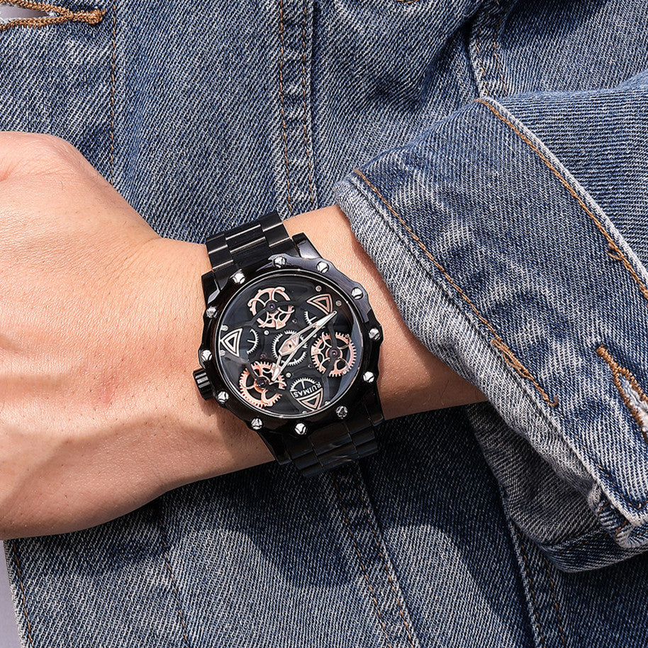 RUIMAS Quartz Watches Men's Business Wristwatch Waterproof Male Clock Chronograph Stainless Steel Casual Watch reloj hombre 331-3