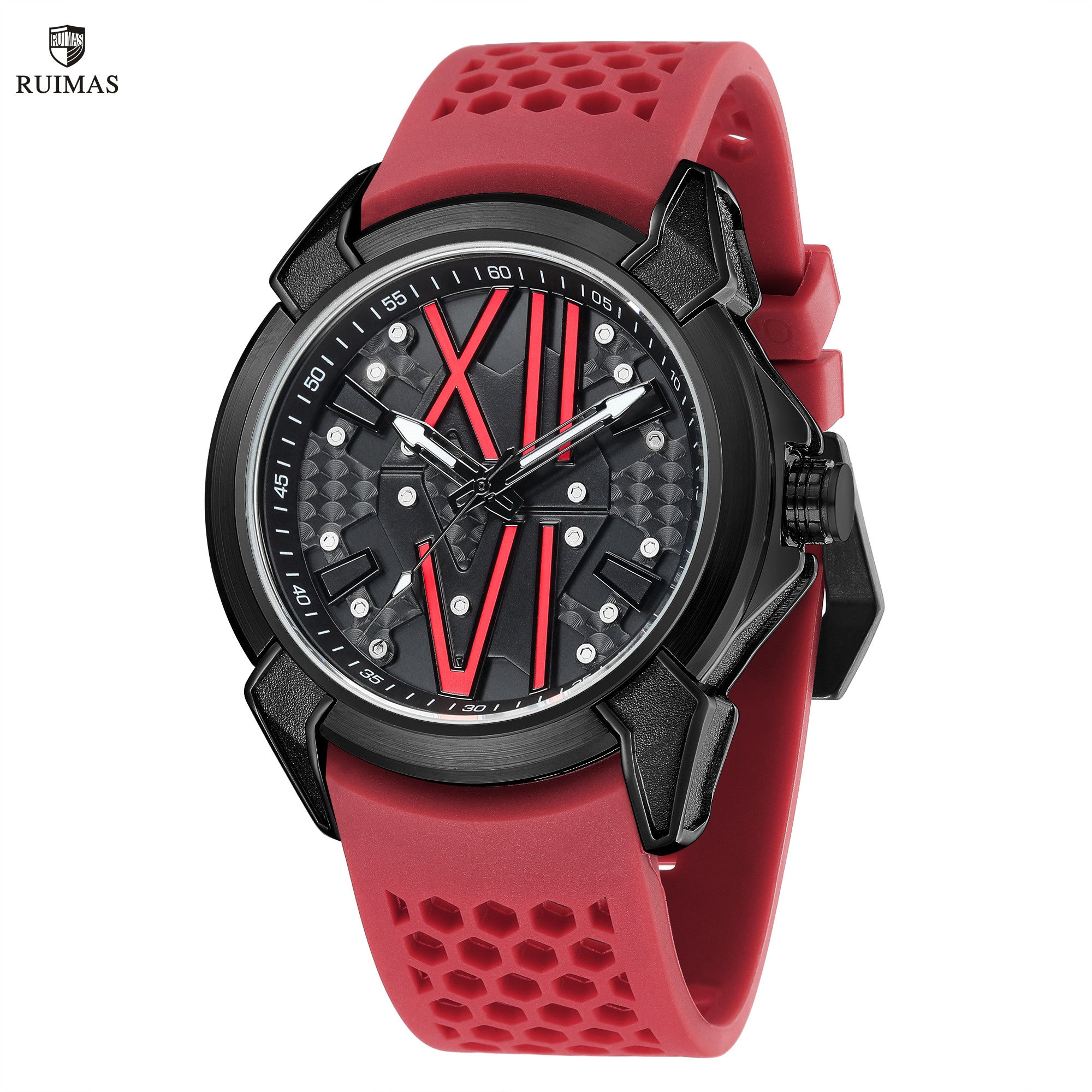 RUIMAS Men Sport Watches Top Brand Quartz Watch Waterproof Wristwatch Silicone Strap Clock Chronograph Relogio Masculino 332-0