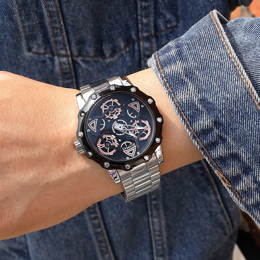 RUIMAS Quartz Watches Men's Business Wristwatch Waterproof Male Clock Chronograph Stainless Steel Casual Watch reloj hombre 331-1