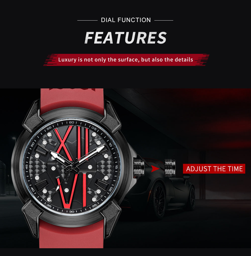 RUIMAS Men Sport Watches Top Brand Quartz Watch Waterproof Wristwatch Silicone Strap Clock Chronograph Relogio Masculino 332-5