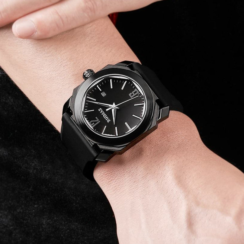 RUIMAS Luxury Silicone Band Quartz Sport Watches for Men Waterproof Calendar Casual Large Dial Wristwatch Clock Montre Homme-2