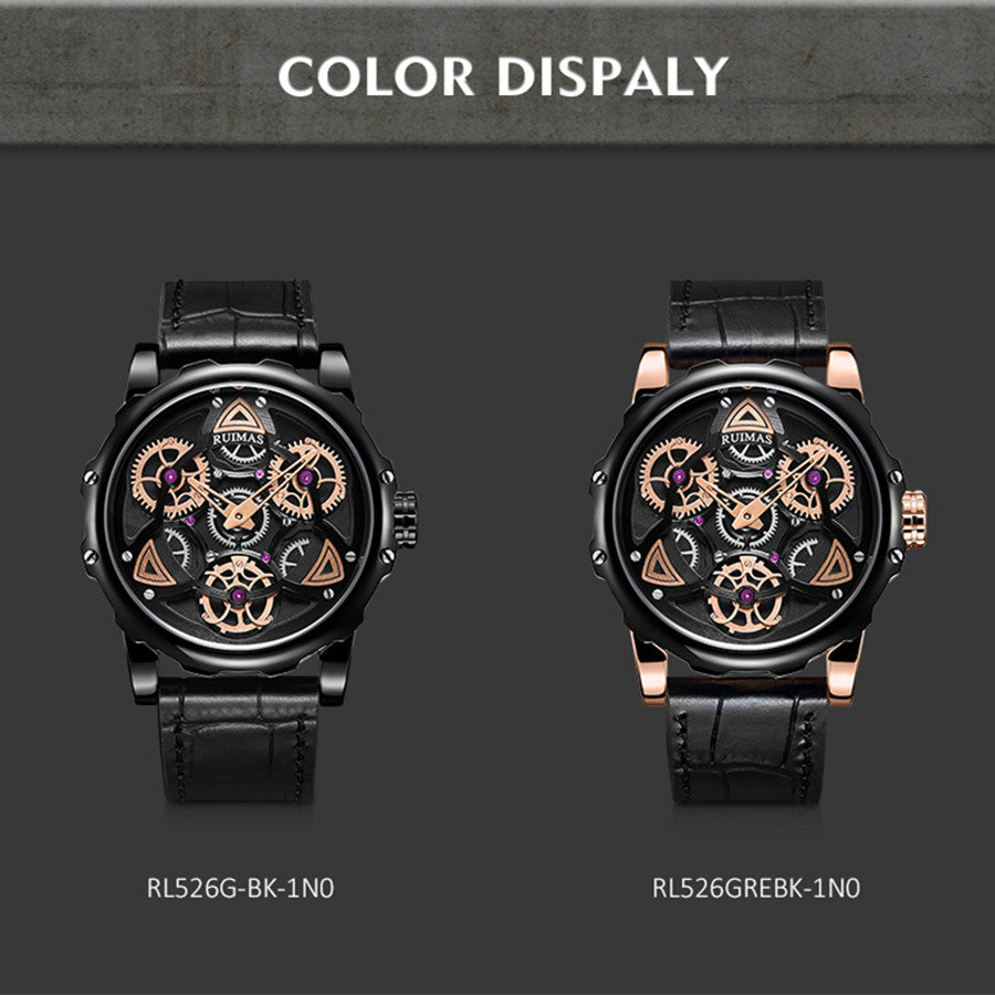 RUIMAS Relogio Masculino Fashion Leather Strap Big Dial Sports Quartz Watches for Men 3ATM Waterproof Casual WristWatch Clock-6