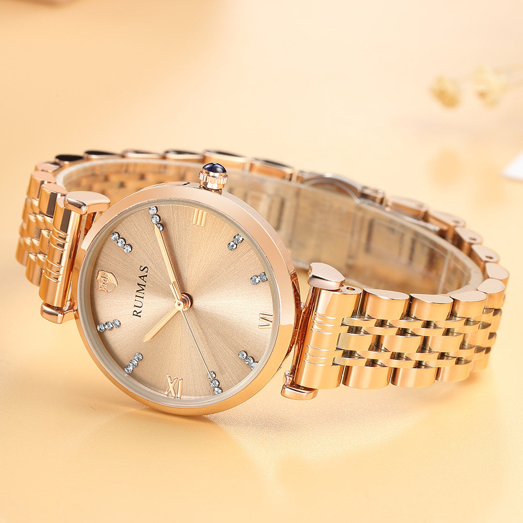 RUIMAS Women Watches Top Brand Luxury Quartz Watch Waterproof Fashion Ladies Wristwatch Stain Steel Dress Clock Reloj Mujer 536-5