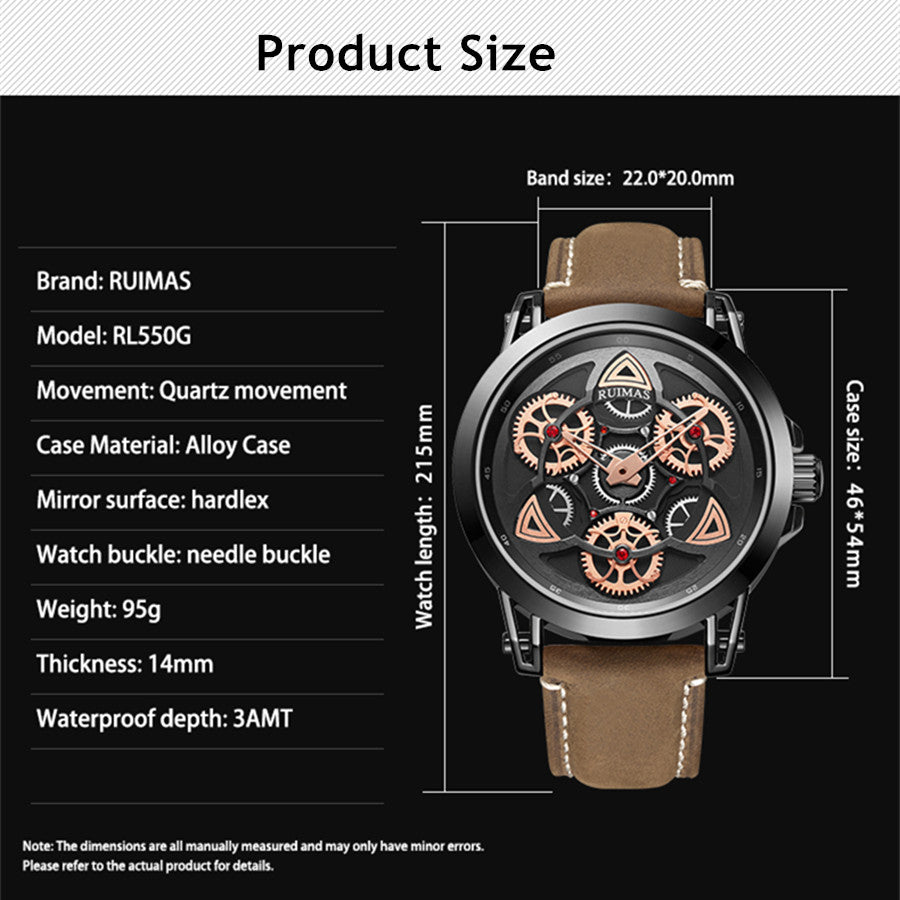 RUIMAS Brand Quartz Sport Watches for Men Fashion Military Casual Wrist Watch Waterproof Leather Male Clock Reloj Hombre 550-4