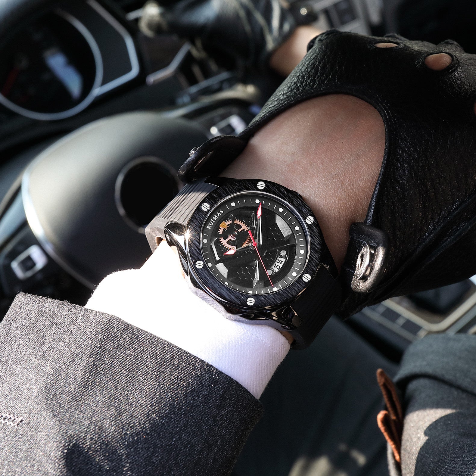 RUIMAS Brand Fashion Sport Watches for Men Quartz Silicone Band Wrist Watch Date Waterproof Wristwatches Clock Relogio Masculino-3