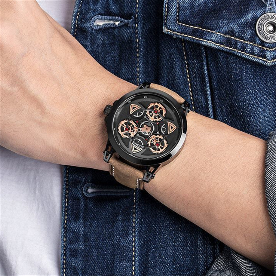 RUIMAS Brand Quartz Sport Watches for Men Fashion Military Casual Wrist Watch Waterproof Leather Male Clock Reloj Hombre 550-1