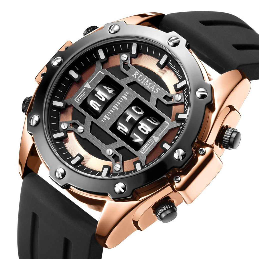 RUIMAS Mens Watches Roller Pointer Sports Quartz WristWatch Fashion  Luxury Silicone Strap Waterproof Relogio Masculino-8