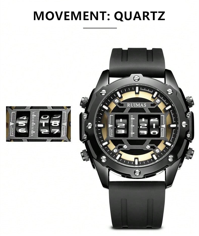 RUIMAS Mens Watches Roller Pointer Sports Quartz WristWatch Fashion  Luxury Silicone Strap Waterproof Relogio Masculino-5