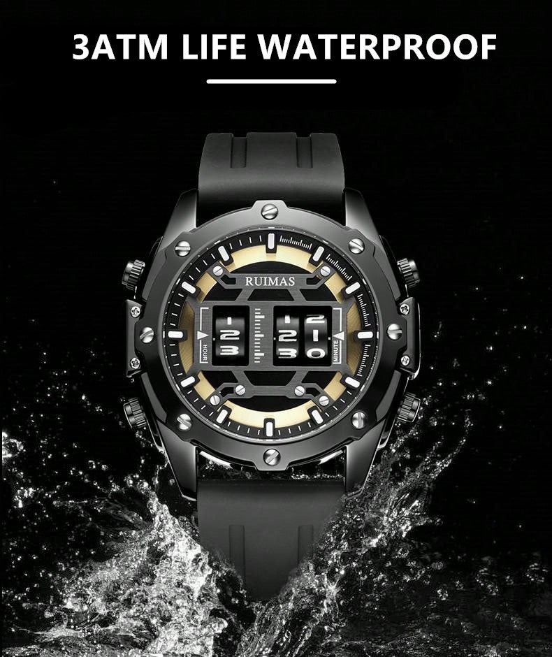 RUIMAS Mens Watches Roller Pointer Sports Quartz WristWatch Fashion  Luxury Silicone Strap Waterproof Relogio Masculino-7