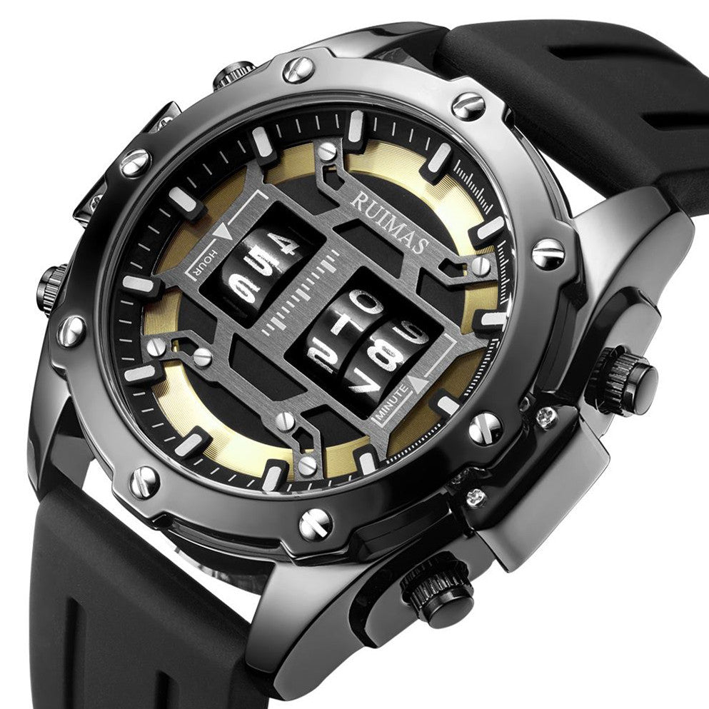 RUIMAS Mens Watches Roller Pointer Sports Quartz WristWatch Fashion  Luxury Silicone Strap Waterproof Relogio Masculino-9