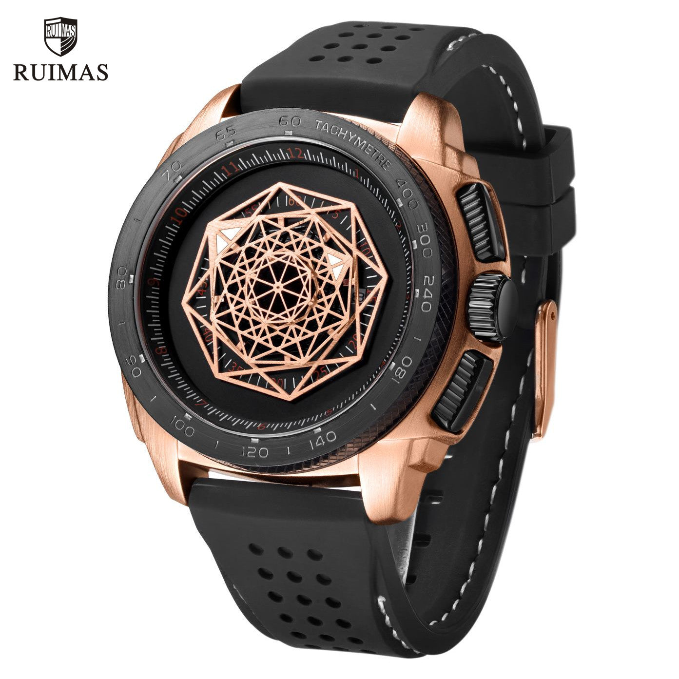 RUIMAS Men Silicone Band Quartz Casual Wrist Watches Large Dial Sport Military Watch Clock Luminous Waterproof Relogio Masculino-0