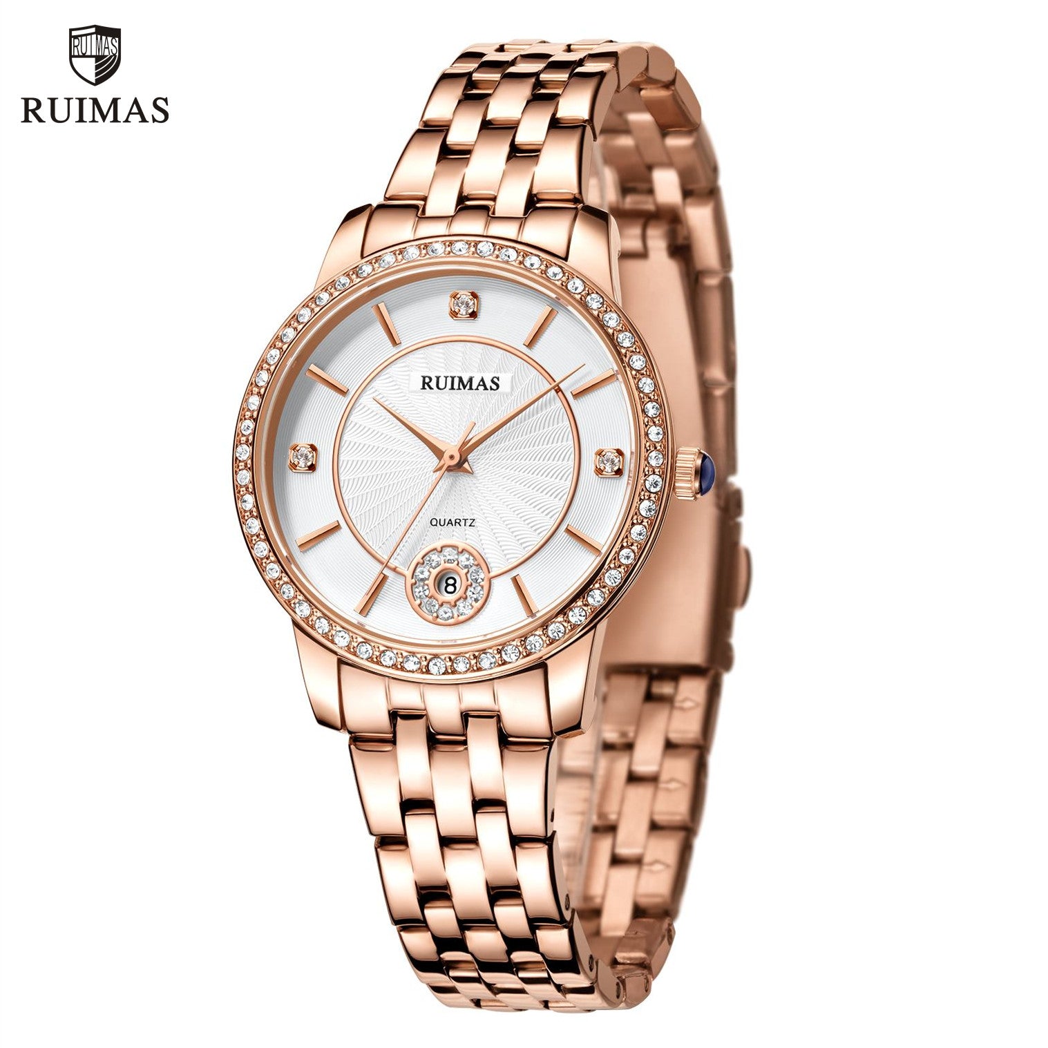 RUIMAS Luxury Women's Wrist Watch Top Brand Fashion Diamond Ladies Quartz Watches Stainless Steel Female Clock Reloj Mujer 556-0