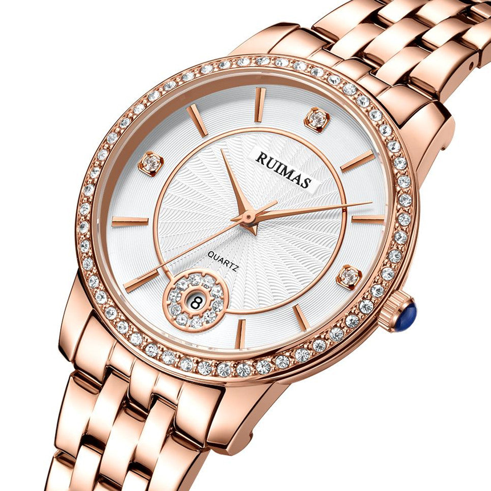 RUIMAS Luxury Women's Wrist Watch Top Brand Fashion Diamond Ladies Quartz Watches Stainless Steel Female Clock Reloj Mujer 556-5
