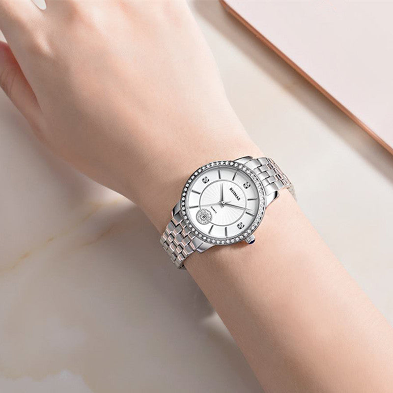 RUIMAS Luxury Women's Wrist Watch Top Brand Fashion Diamond Ladies Quartz Watches Stainless Steel Female Clock Reloj Mujer 556-3