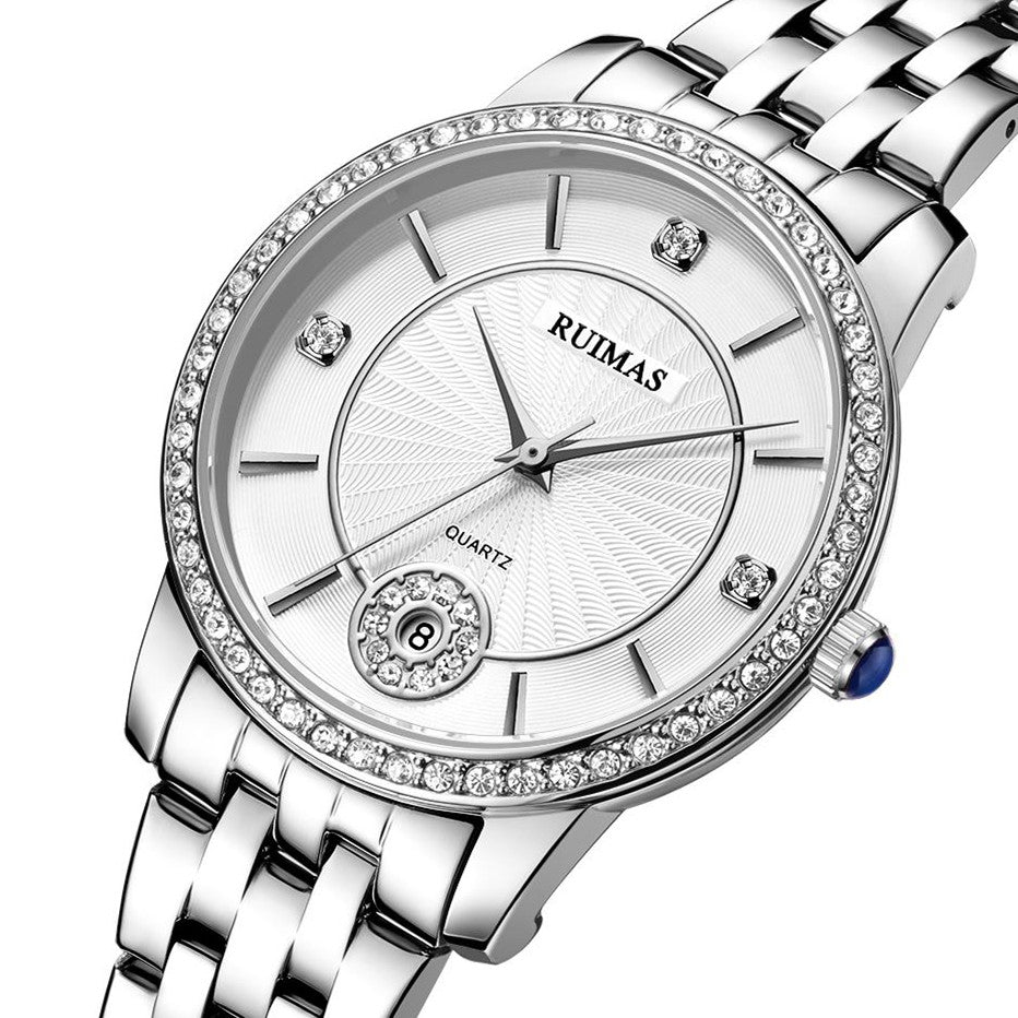 RUIMAS Luxury Women's Wrist Watch Top Brand Fashion Diamond Ladies Quartz Watches Stainless Steel Female Clock Reloj Mujer 556-6