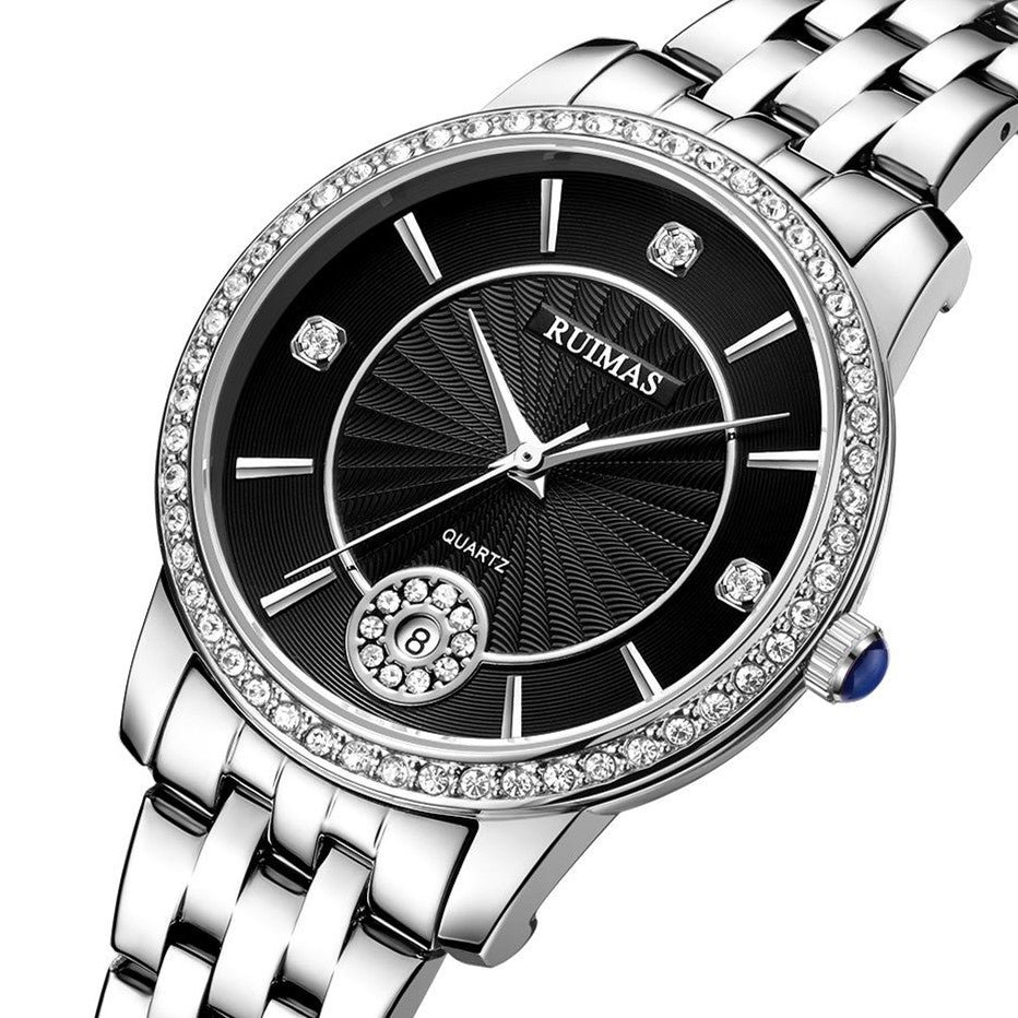 RUIMAS Luxury Women's Wrist Watch Top Brand Fashion Diamond Ladies Quartz Watches Stainless Steel Female Clock Reloj Mujer 556-7