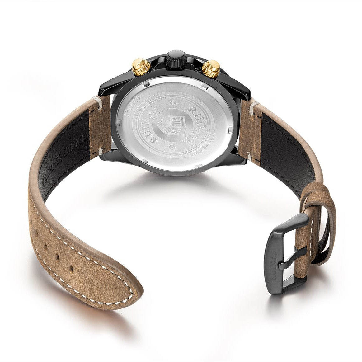 RUIMAS Luxury Brand Mens Watches Quartz Leather Strap Wristwatch Waterproof Clock Sports Large Dial Watch Auto Date Montre Homme-11