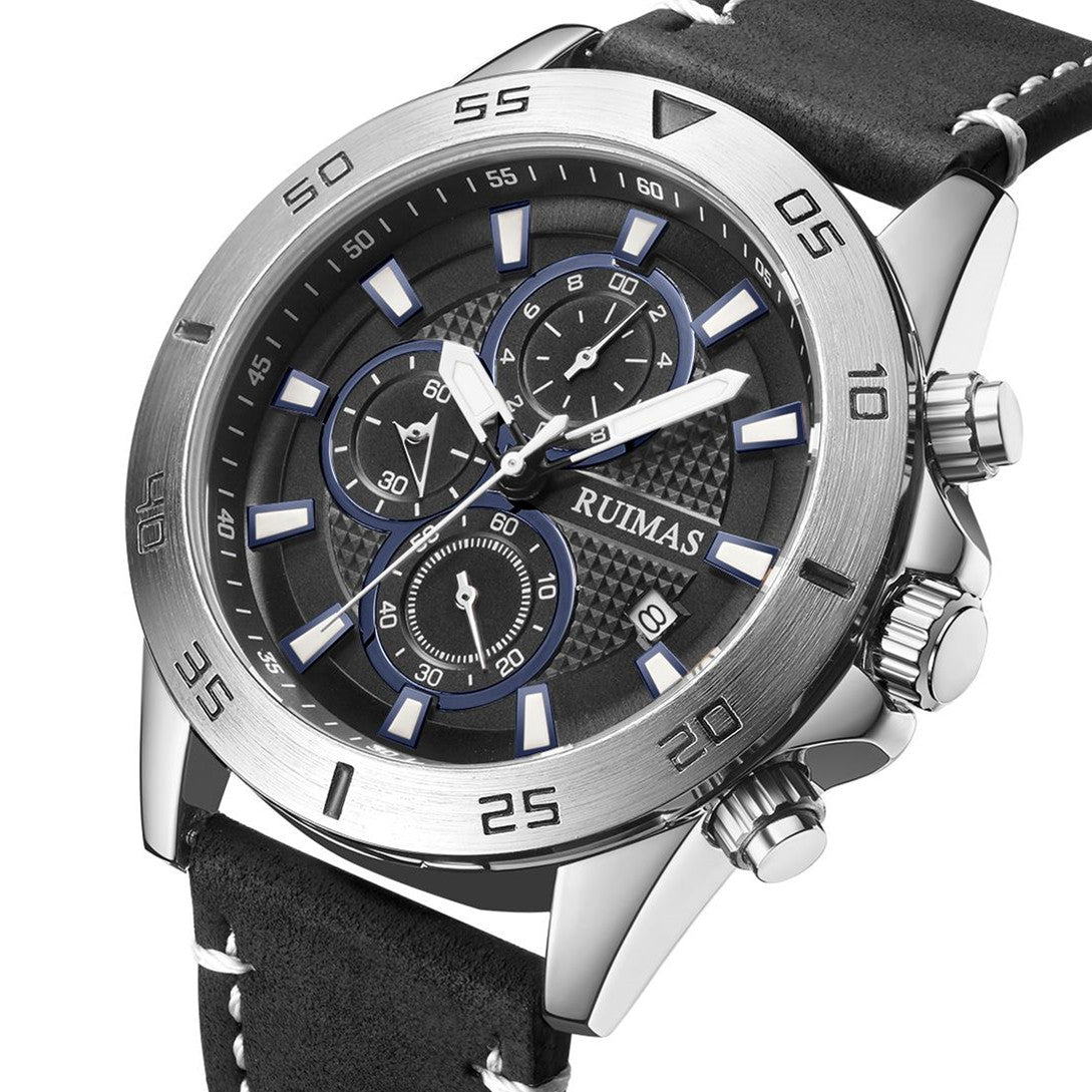 RUIMAS Luxury Brand Mens Watches Quartz Leather Strap Wristwatch Waterproof Clock Sports Large Dial Watch Auto Date Montre Homme-9