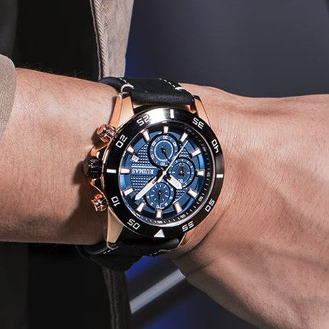 RUIMAS Luxury Brand Mens Watches Quartz Leather Strap Wristwatch Waterproof Clock Sports Large Dial Watch Auto Date Montre Homme-3