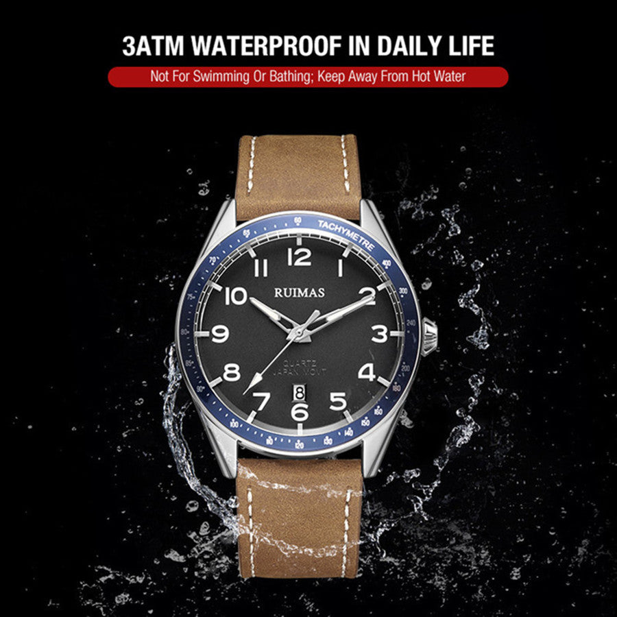 RUIMAS Men Quartz Watches Luxury Leather Sports Quartz Wristwatches Waterproof Luminous Casual Clock Auto Date Relogio Masculino-8