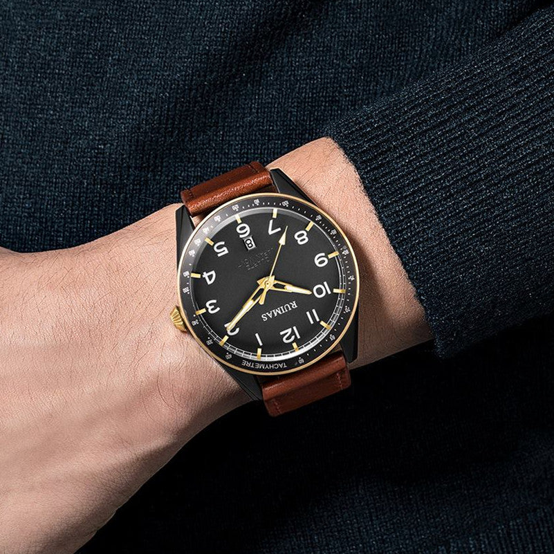 RUIMAS Men Quartz Watches Luxury Leather Sports Quartz Wristwatches Waterproof Luminous Casual Clock Auto Date Relogio Masculino-3