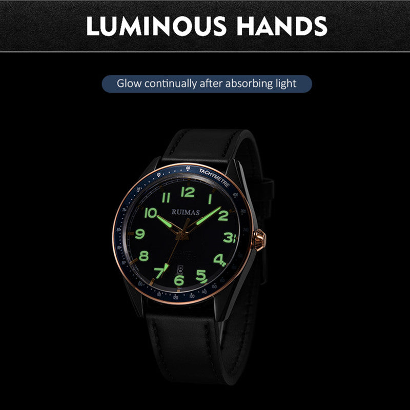 RUIMAS Men Quartz Watches Luxury Leather Sports Quartz Wristwatches Waterproof Luminous Casual Clock Auto Date Relogio Masculino-6