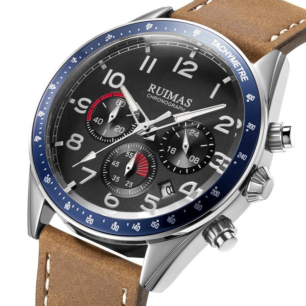 RUIMAS Luxury Brand Chronograph Watches for Men Fashion Leather Sports Military Wristwatch Luminous Clock Auto Date Reloj Hombre-13