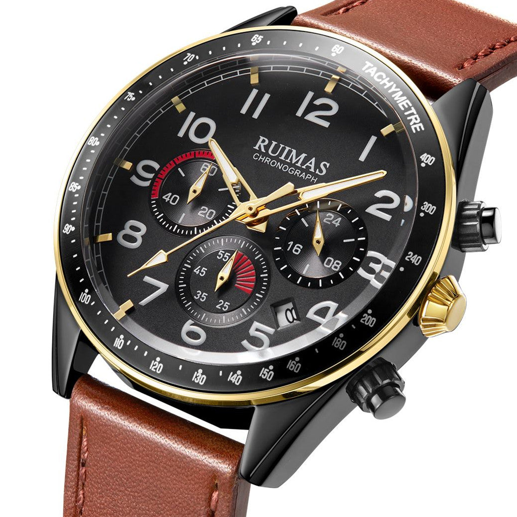RUIMAS Luxury Brand Chronograph Watches for Men Fashion Leather Sports Military Wristwatch Luminous Clock Auto Date Reloj Hombre-12