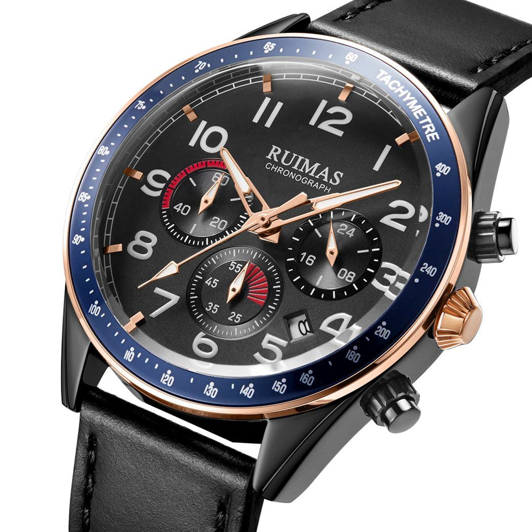 RUIMAS Luxury Brand Chronograph Watches for Men Fashion Leather Sports Military Wristwatch Luminous Clock Auto Date Reloj Hombre-10