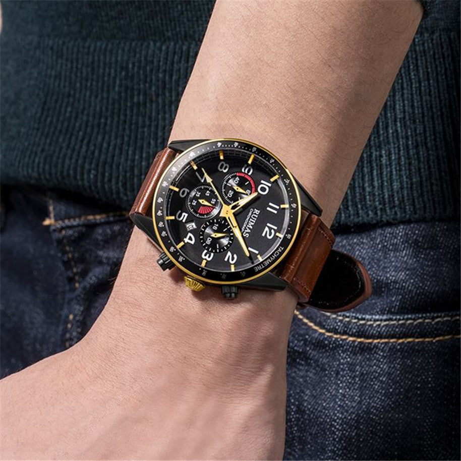 RUIMAS Luxury Brand Chronograph Watches for Men Fashion Leather Sports Military Wristwatch Luminous Clock Auto Date Reloj Hombre-1