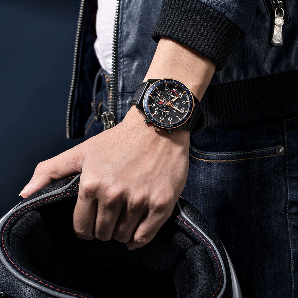 RUIMAS Luxury Brand Chronograph Watches for Men Fashion Leather Sports Military Wristwatch Luminous Clock Auto Date Reloj Hombre-3