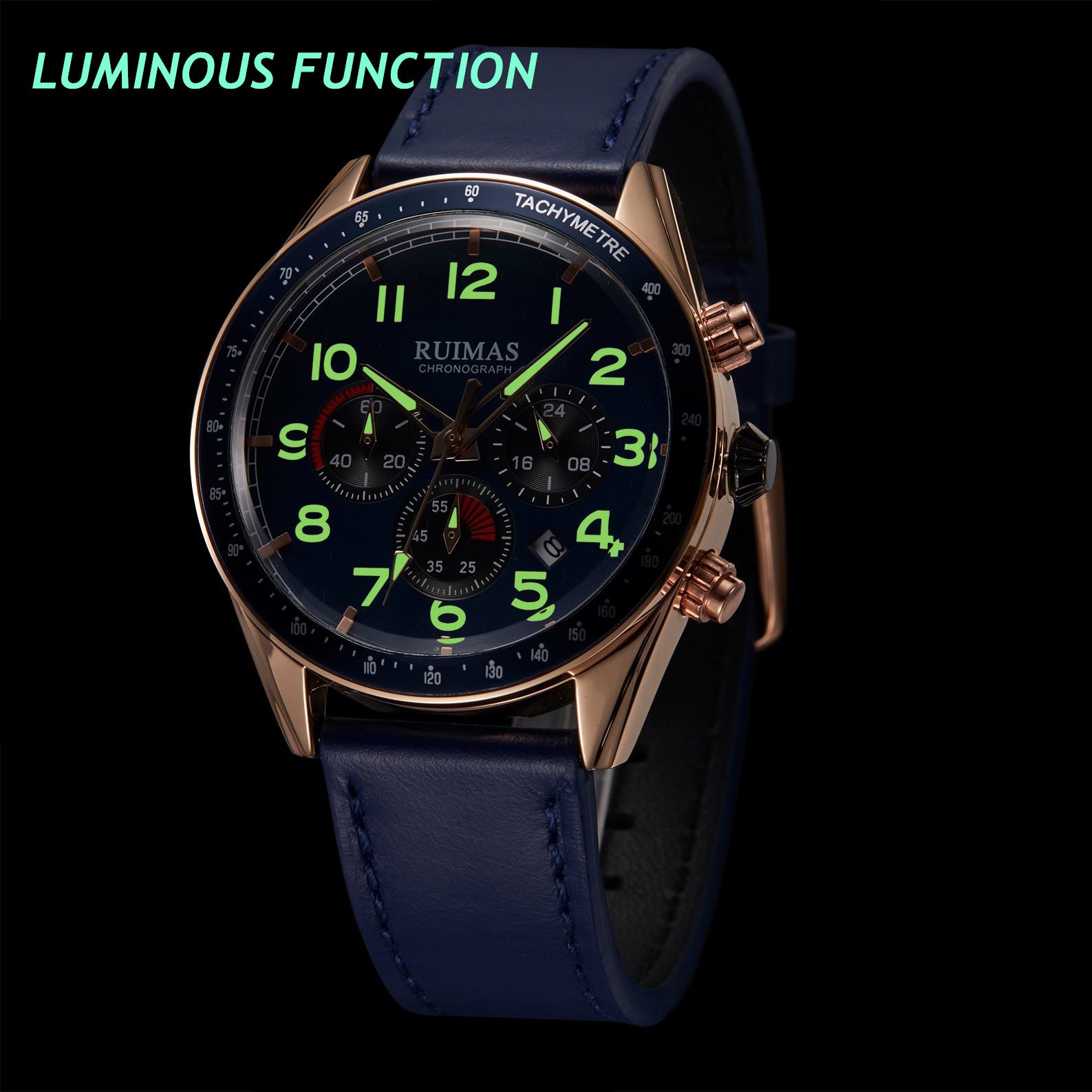 RUIMAS Luxury Brand Chronograph Watches for Men Fashion Leather Sports Military Wristwatch Luminous Clock Auto Date Reloj Hombre-5