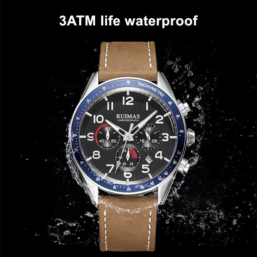 RUIMAS Luxury Brand Chronograph Watches for Men Fashion Leather Sports Military Wristwatch Luminous Clock Auto Date Reloj Hombre-6