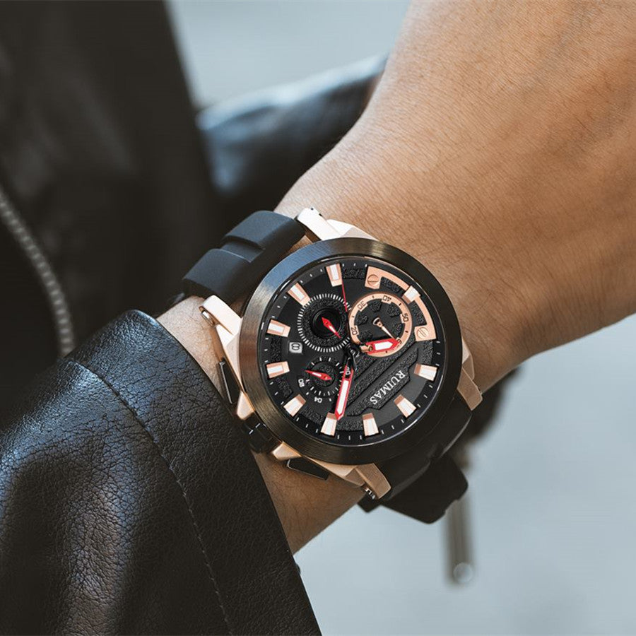 RUIMAS Relogio Masculino Luxury Silicone Band Large Dial Mens Sports Watch Waterproof Luminous Date WristWatch Quartz Clock-3