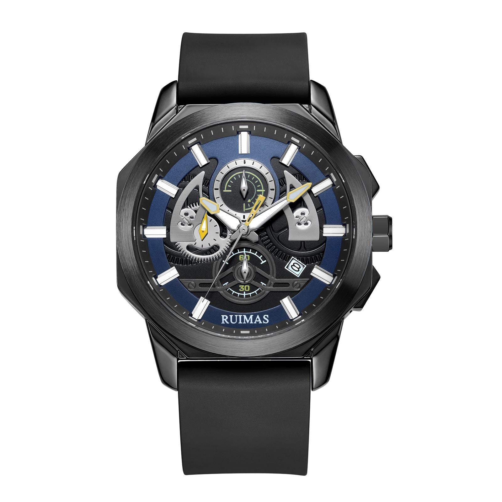 RUIMAS Sports Watches for Men Casual Luxury Quartz Wristwatch Calendar Luminous Silicone Chronograph Clock reloj hombre 581-6