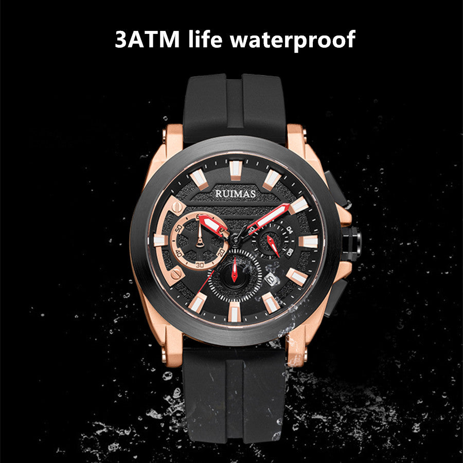 RUIMAS Relogio Masculino Luxury Silicone Band Large Dial Mens Sports Watch Waterproof Luminous Date WristWatch Quartz Clock-5