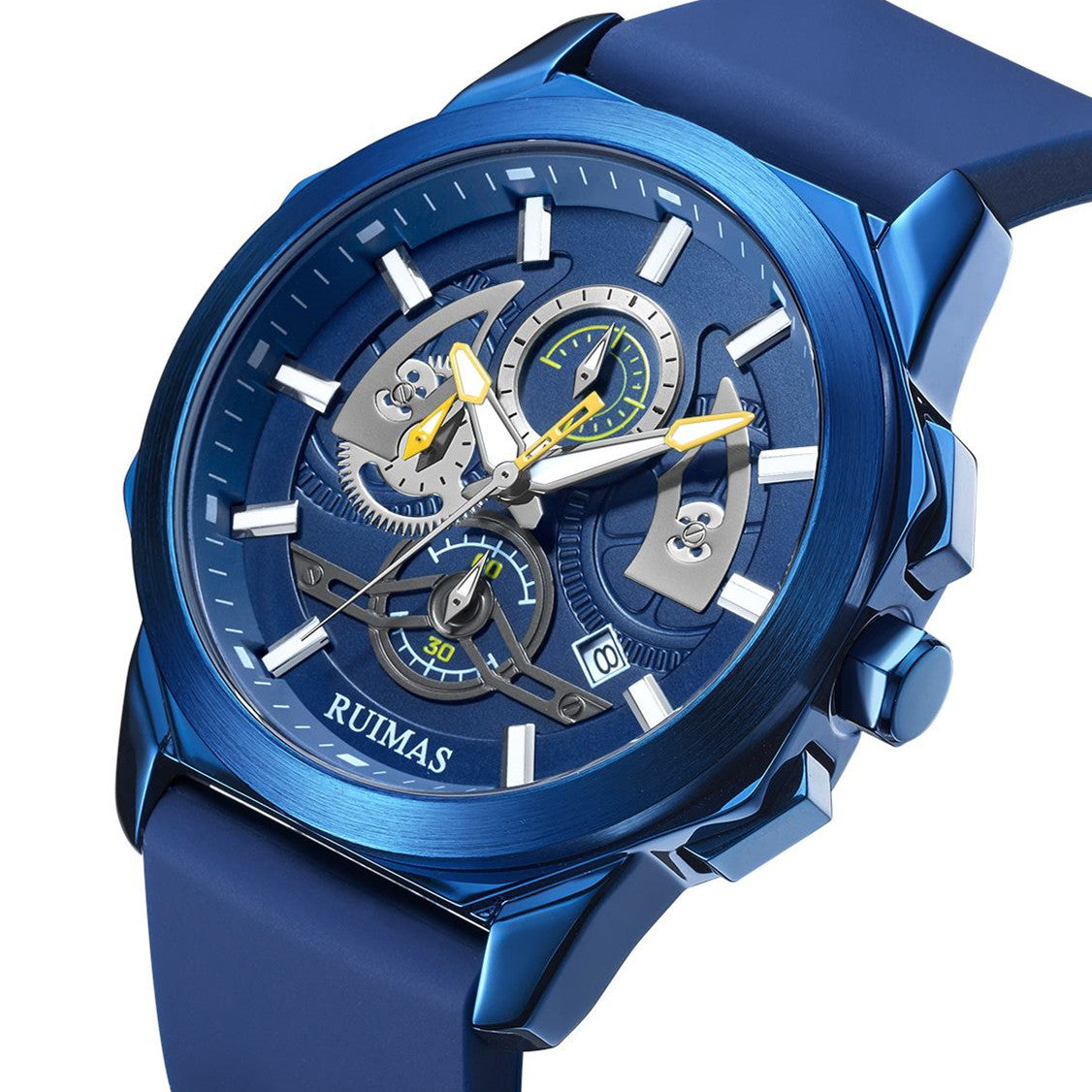 RUIMAS Sports Watches for Men Casual Luxury Quartz Wristwatch Calendar Luminous Silicone Chronograph Clock reloj hombre 581-9