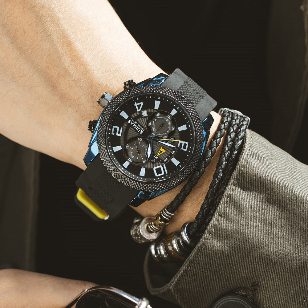 RUIMAS Fashion Watches for Men Luxury Large Dial Quartz Sports Chronograph Clock Luminous Date Casual WristWatch Reloj Hombre-1