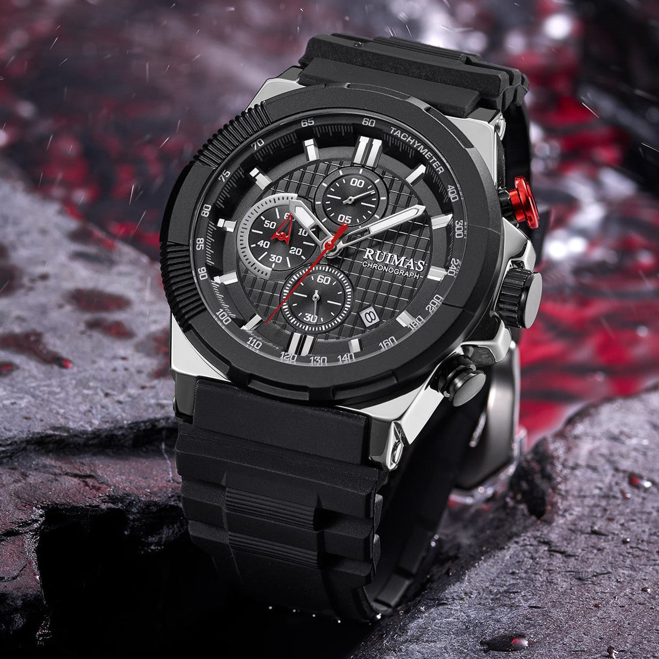 RUIMAS Relogio Masculino Luxury Mens Watches Silicone Strap Quartz Sports Wristwatch Luminous Hands Clock Chronograph Auto Date-4