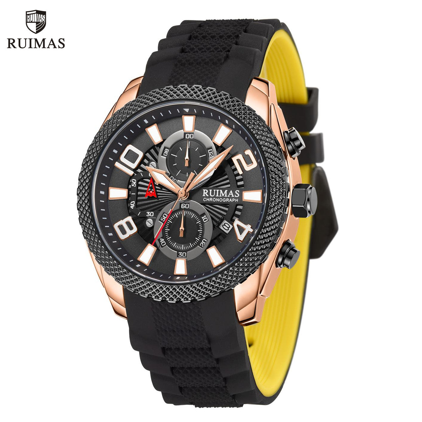 RUIMAS Fashion Watches for Men Luxury Large Dial Quartz Sports Chronograph Clock Luminous Date Casual WristWatch Reloj Hombre-0