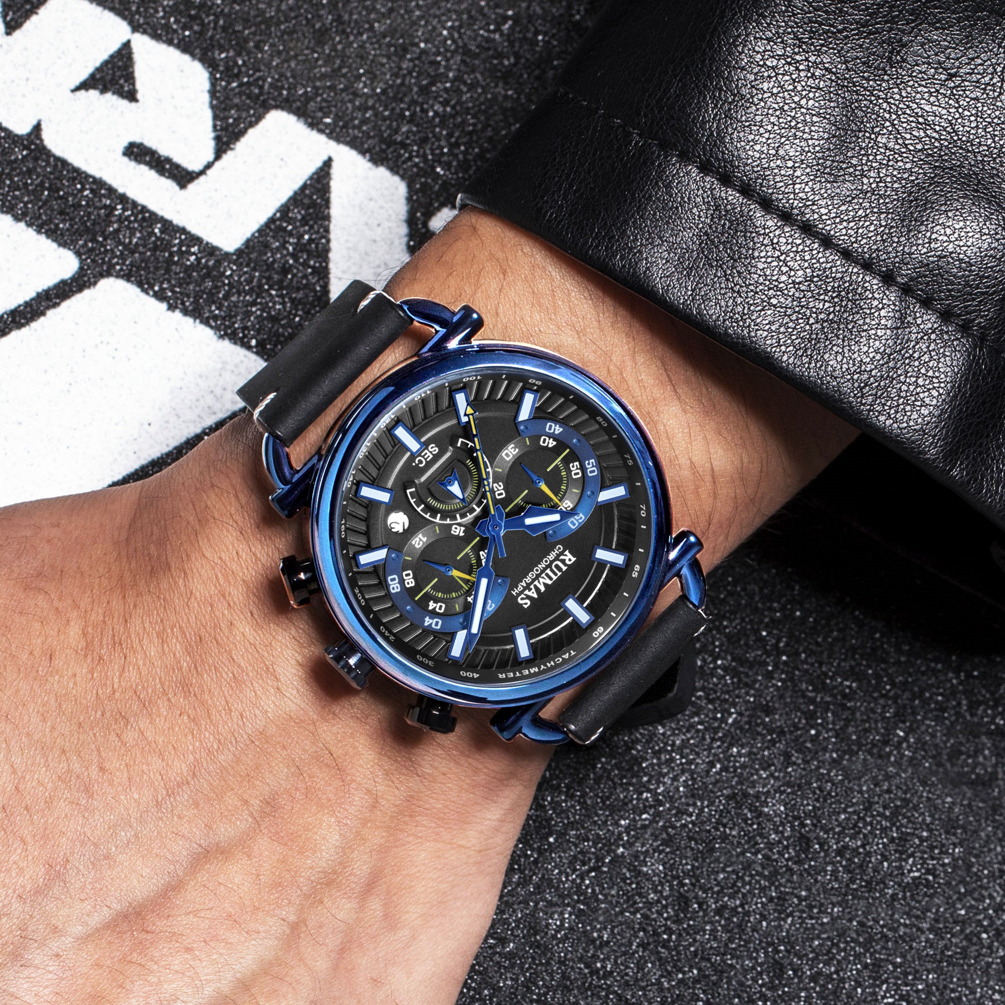 RUIMAS Men Luxury Sport Watches Leather Bracelet Quartz Wristwatch Luminous Clock Watch Calendar Relogio Masculino 585-3