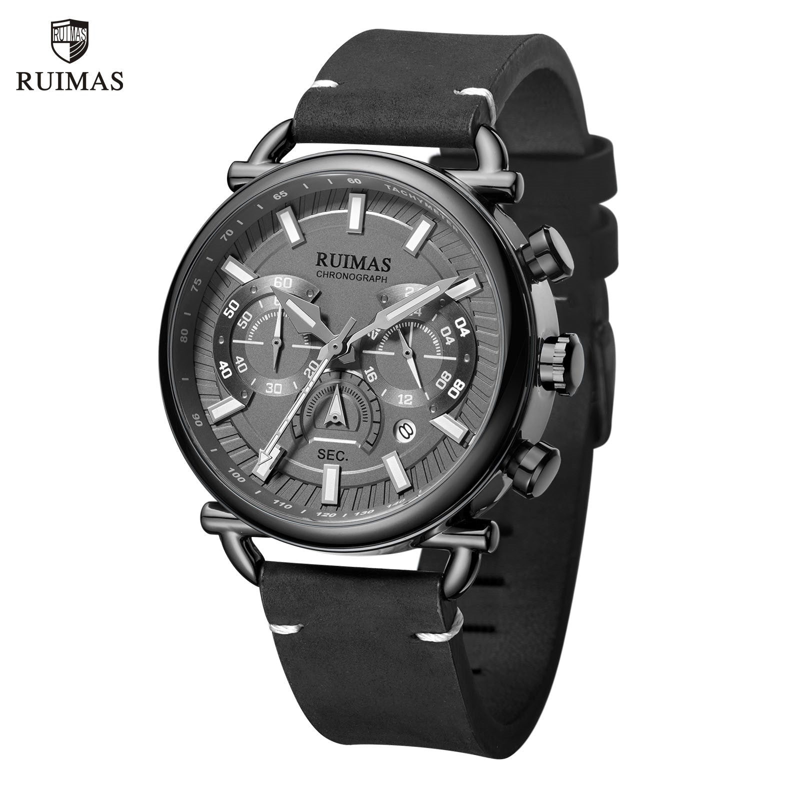 RUIMAS Men Luxury Sport Watches Leather Bracelet Quartz Wristwatch Luminous Clock Watch Calendar Relogio Masculino 585-0