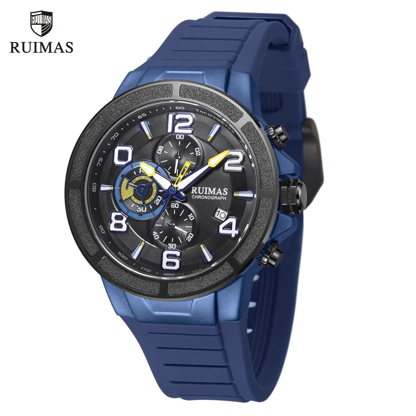 RUIMAS Chronograph Top Brand Luxury Quartz Watches for Men Waterproof Silicone Sports Clock Wristwatch Calendar Montre Homme 587-0