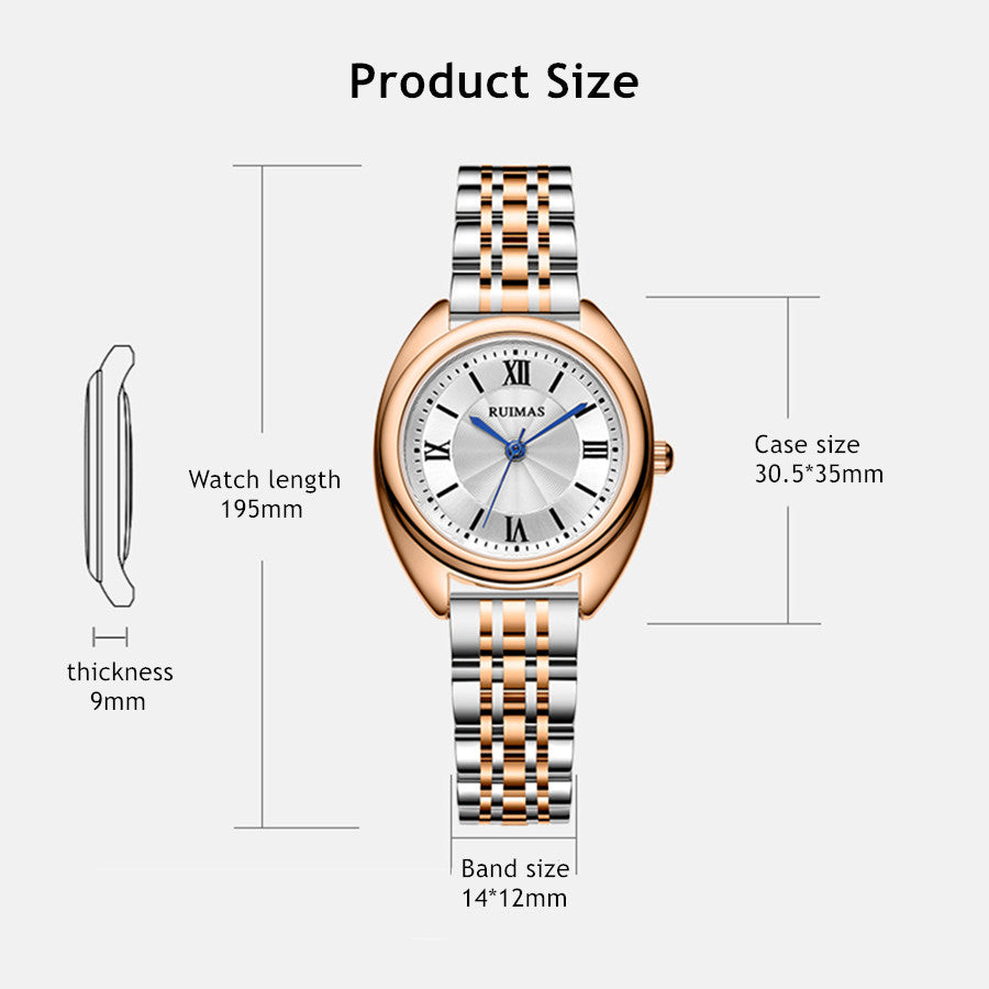RUIMAS Luxury Women Watch Fashion Ladies Quartz Watches Waterproof Stainless Steel Casual Business Wrist Watch Female Clock 593-4