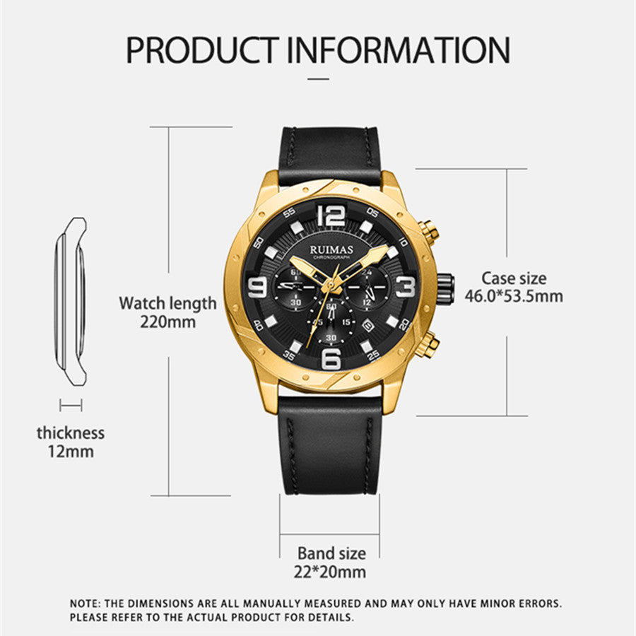 RUIMAS Relogio Masculino Fashion Men Quartz Watch Leather Sport Military Wristwatch Waterproof Clock with Auto Date-5