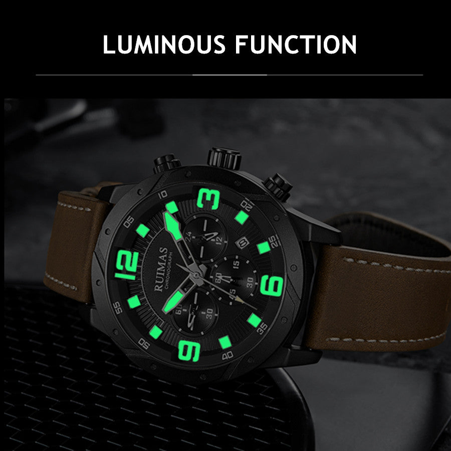 RUIMAS Relogio Masculino Fashion Men Quartz Watch Leather Sport Military Wristwatch Waterproof Clock with Auto Date-6