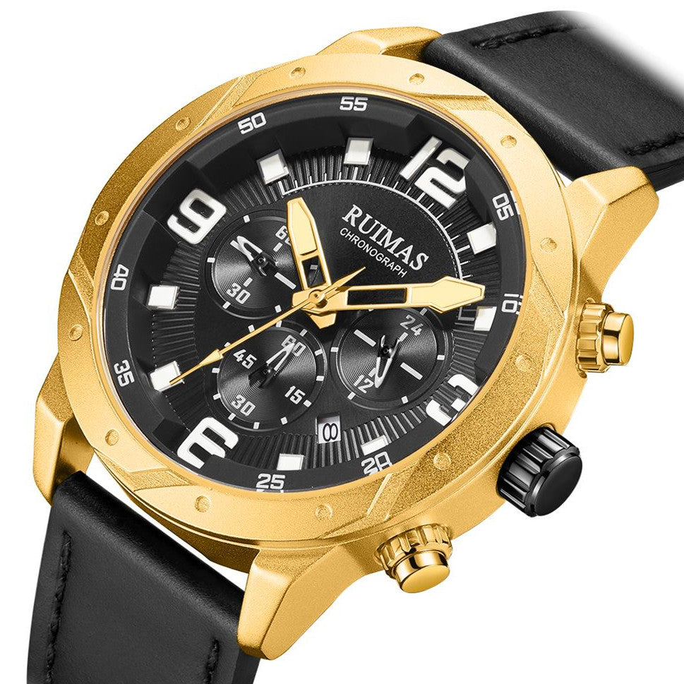 RUIMAS Relogio Masculino Fashion Men Quartz Watch Leather Sport Military Wristwatch Waterproof Clock with Auto Date-13