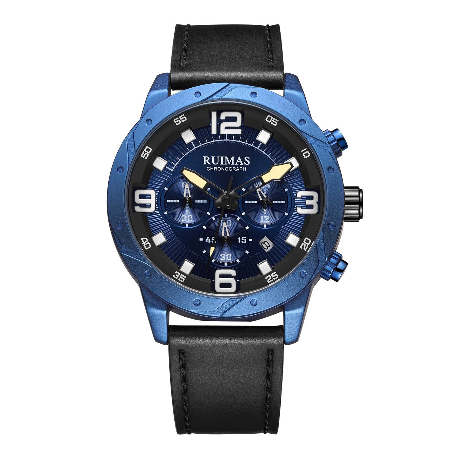 RUIMAS Relogio Masculino Fashion Men Quartz Watch Leather Sport Military Wristwatch Waterproof Clock with Auto Date-9