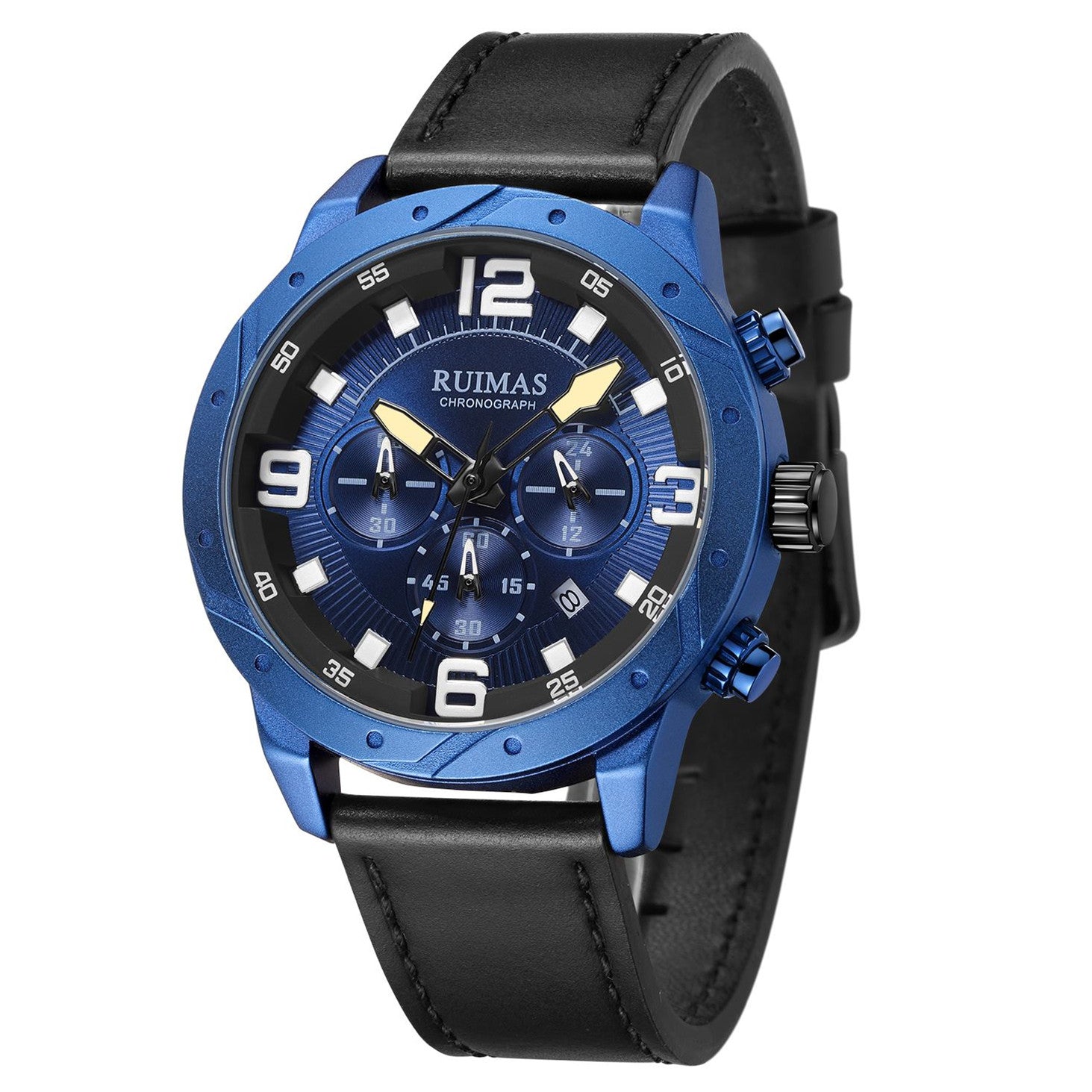 RUIMAS Relogio Masculino Fashion Men Quartz Watch Leather Sport Military Wristwatch Waterproof Clock with Auto Date-8