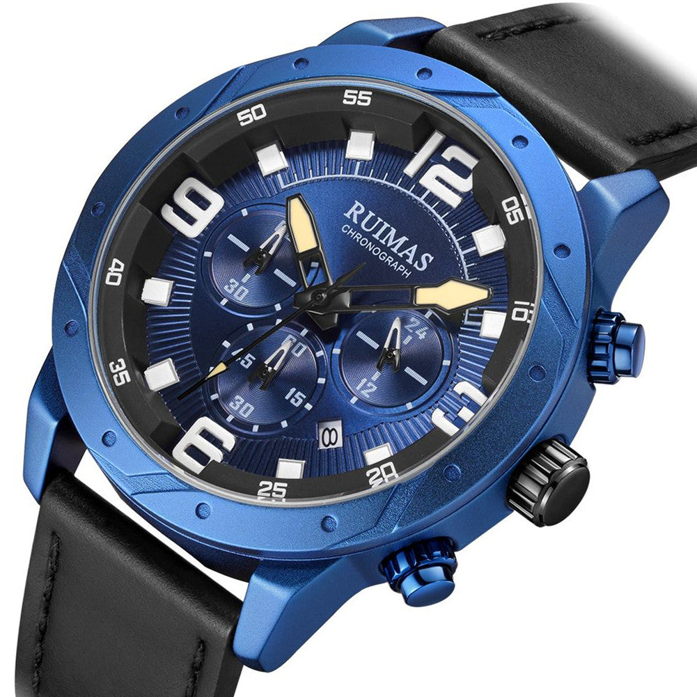 RUIMAS Relogio Masculino Fashion Men Quartz Watch Leather Sport Military Wristwatch Waterproof Clock with Auto Date-10